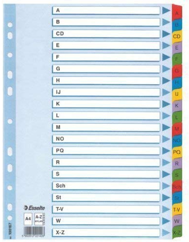 Leitz Kartonregister A-Z, A4, Karton, 21 Blatt, weiss (10, 1-12)