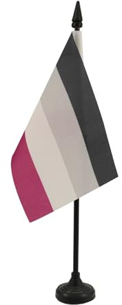 AZ FLAG - Asexual Rainbow Table Flag 4'' x 6'' - asexual movement Office Mini Banner 100% Polyester 15 x 10 cm - Mini Desk Flag with 10'' Pole and Black Plastic Base