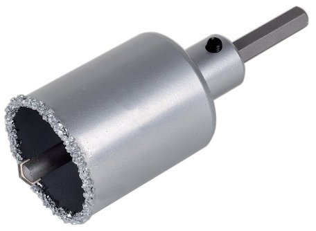 wolfcraft Sega a tazza con riporto in metallo duro e mandrino I 3897000 I Per impianti elettrici e sanitari in calcestruzzo, muratura e pietra; profondità di taglio 55 mm