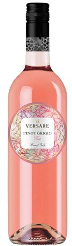 Versare Pinot Grigio Rosé Wine from Italy, Veneto Case of 6, 75cl Bottles – Light Strawberry and red-berry Notes, Crisp Dry Finish – Serve Chilled with Seafood, Salads and Grilled Chicken