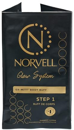 Norvell Pre Sunless Tan Body Buff eXmitt - Exfoliate, Prime and pH Balance, 1 Disposable/Single-Use Exfoliating Mitt for use before Self Tanner