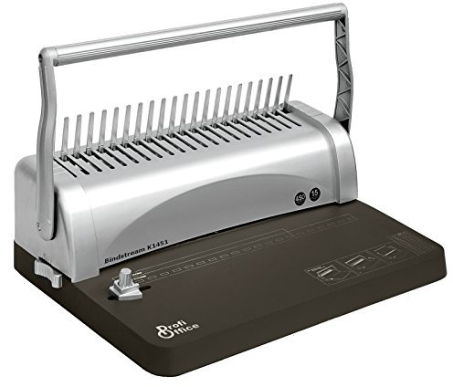 ProfiOffice Spiral Bindemaschine Bindstream K1451, Spiralbindegerät A4 mit Bindeleistung bis 450 Blatt, Stanzmaschine bis 14 Blatt (79028)