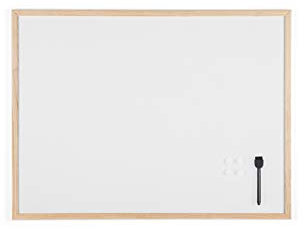 Bi-Office Budget Whiteboard mit Holzrahmen, magnetisch, 5 Größen wählbar, 80 x 60 cm