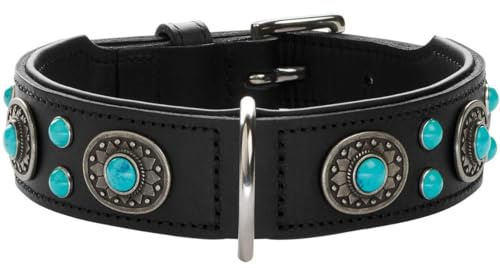 HUNTER Sioux Hundehalsband | Softvollrindleder, Design inspiriert von indianischen Ornamenten, Made in Germany, hoher, Farbe: schwarz, Größe: 60
