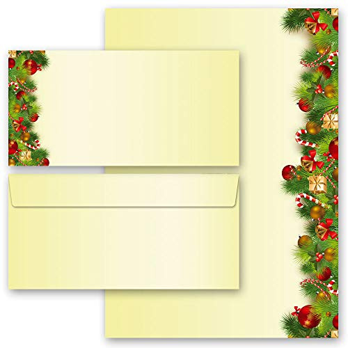 Set di cancelleria Cancelleria con busta, AUGURI NATALIZI 50 fogli di carta da lettera e 50 buste DIN LANG (senza finestra)