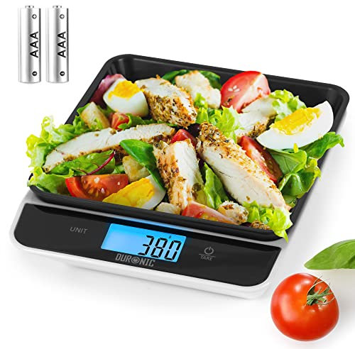 Duronic Digital Kitchen Scales KS100 BK Electronic Kitchen Scale with Bowl Measuring Weighing Scale Black Baking Scale for Cooking Baking Mail Pet Food Measurement Baker Weight Scale, Tare LCD Display
