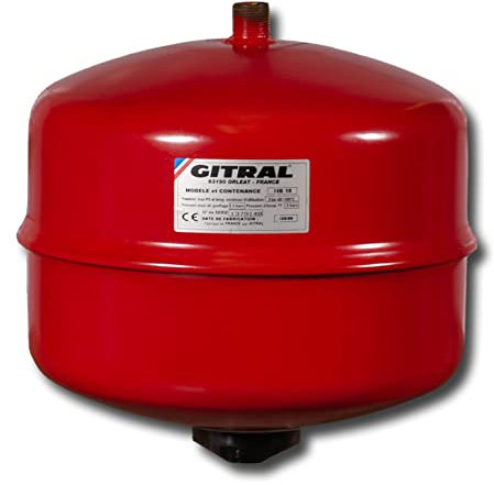 Vase d’expansion à membrane 18 litres – WÜRTH – MB18 Gitral – tarage 1,5 bar – accessoire chauffage pour circuits fermés, absorption de dilatation thermique, installation fiable