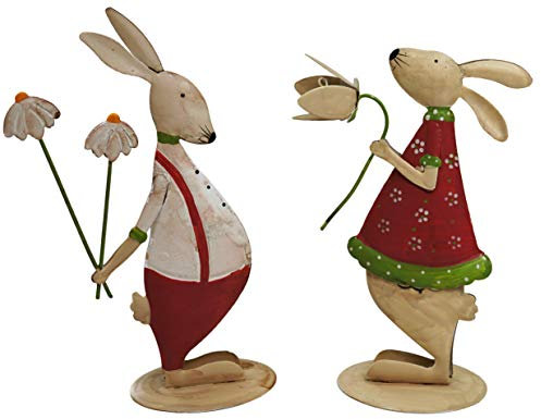 khevga Osterdeko Osterhase Deko-Hase aus Metall 2er Set