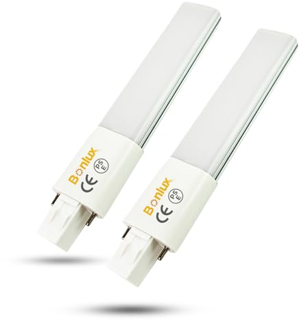 Bonlux 2-Pack 6W LED GX23 PL Lamp GX23d 2-Pin Base 13W CFL/Compact Fluorescent Lamp Replacement 120V Warm White 3000K Single Tube LED PL Horizontal Recessed Bulb (Remove/Bypass The Ballast)
