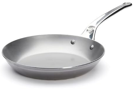 De Buyer Padella Tonda Mineral B PRO con Manico, diam 28 cm, 5680.28, Acciaio