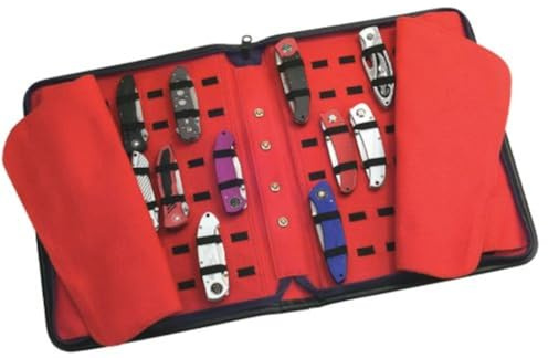 UNITED CUTLERY Large Pocket Knife Storage Case – Faux Leather Exterior, Felt-Lined Interior, Elastic Straps for Knives, Zipper Closure, Holds 40 Knives, For Protecting and Storing Knife Collection
