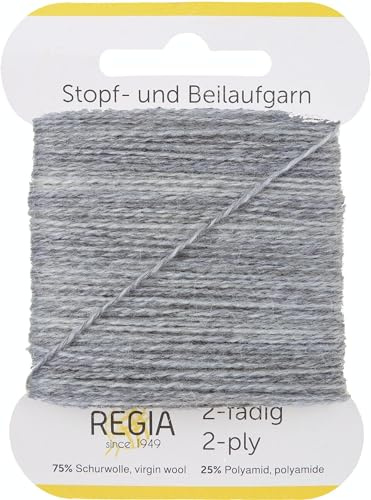 REGIA 2-fädig Uni 9801278-01991 hellgrau meliert Handstrickgarn, Sockengarn, Beilaufgarn, 5g Kärtchen