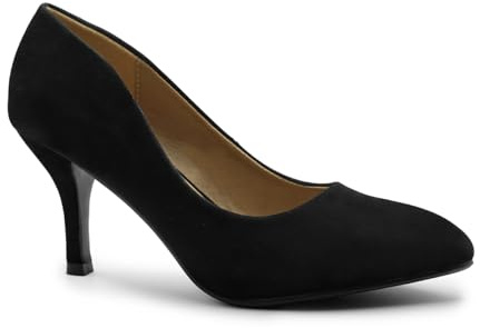 Womens Ladies Low MID HIGH Kitten Heel Pumps Pointed Toe Work Court Shoes