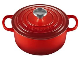 Le Creuset Colección Signature Hierro Fundido Cacerola Redonda, Rojo (Cereza), 18 cm