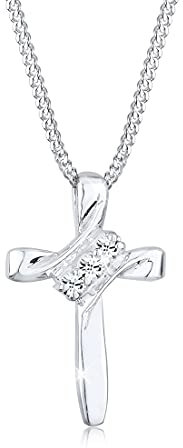 Elli Halskette Damen Kreuz Religion mit Kristallen in 925 Sterling Silber