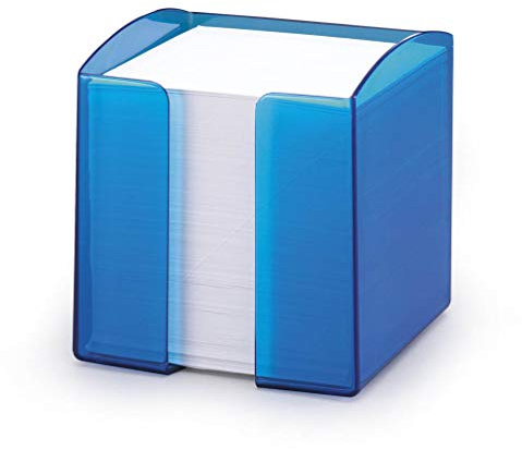 Durable Zettelkasten Trend, transluzent blau, 1701682540 | Zettelkasten fuer Notizen, 93 x 93 mm, Polystyrol, 100 x 105 x 100 mm, mit Entnahmezwischenraum