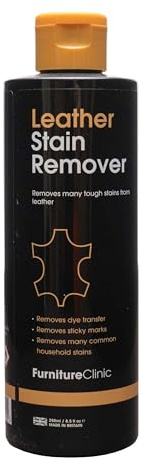 Furniture Clinic Leather Stain Remover 250ml - Helps to Remove Stubborn Stains Such As Dye Transfer, Paint & Food Spills From Leather Sofas, Chairs, Car Seats Etc.