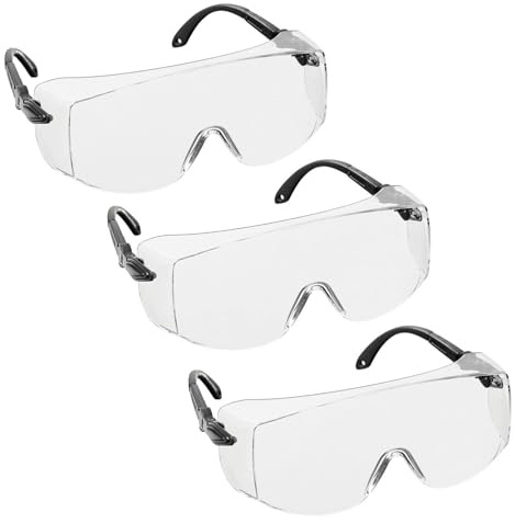 voltX 3 x OVERSPECS Größe, Industrielle Sicherheits Überbrille | UKCA und CE EN166f zertifiziert, individuell verstellbare Bügel, antibeschlag, kratzfest, UV400 Schutz