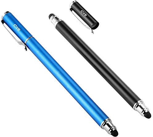 B&D Penna per Tablet Capacitivo 2-in-1 Pennino per Touch Screencon con 10 Punte di Ricambio in Gomma per iPad/iPhone/Samsung Galaxy/Xiaomi/Huawei - Nero/Blu