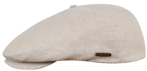 Sterkowski Modell Swede | 100% Naturleinen Schiebermütze für Herren und Frauen | Cabrio Sommer Flatcap Irische Retro Newsboy Hut Outdoor-Hut Gastby Klassische Golf Leichte Beige 60