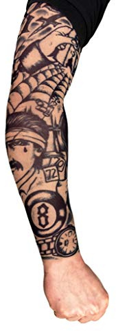 Maskworld Knacki - Tattoo Ärmel zum Überziehen - Armgröße: M - Kostüm-Zubehör für Halloween, Karneval & Motto-Party