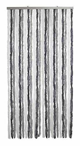 VERDELOOK | Tenda Ciniglia da Sole 100x220 cm, Bianco e Grigio, Fili: 24, Tenda per Porta Anti-Insetti e Anti Luce