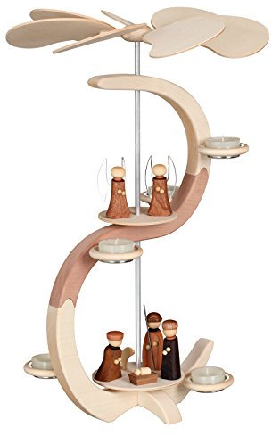 Pirámide de Navidad Arco piramidal, un Piso, 46 cm. de Alto, Natural, Original de los Montes Metálicos (Erzgebirge) Arte Popular de la Ciudad de Seiffen SV 16301