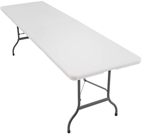 Nexos Trading XXL Klapptisch Campingtisch 240 x 70 cm Catering klappbar weiß Partytisch Tragegriffe Esstisch Buffettisch wetterfest bis 150 kg stabil ca. 15 kg bis 10 Personen