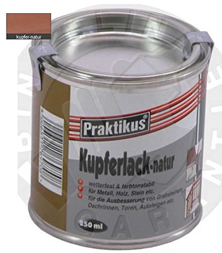 Kupferlack wetterfest 250 ml Dose Farbe: kupfer-natur inkl.1 Pinsel zum Auftragen (wetterfest & farbtonstabil)