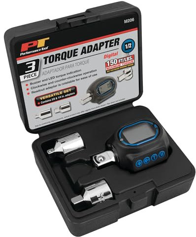 PERFORMANCE TOOL M206 Digitaler Drehmomentadapter (1/2-Zoll-Antrieb und Adapter für 3/8 Zoll und 1/4 Zoll)