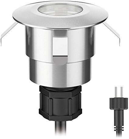 ledscom.de LED Lampada da incasso a pavimento ATRIA per esterni, IP65, acciaio inox, rotonda, Ø 40 mm, bianco freddo