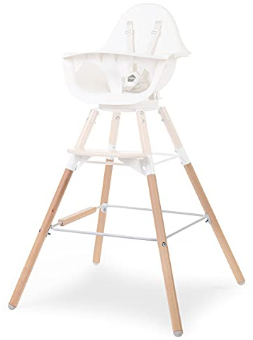 CHILDHOME, Evolu 2 Baby High Chair extra lång fot set, passar höjd 90cm Kitchen Island eller Bar, fotstöd, Beech Wood, lätt att montera, Naturträ