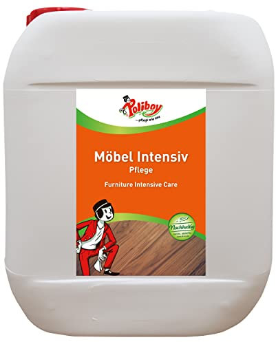 POLIBOY Möbel Intensiv Pflege - Pflegemittel für lackiertes Holz - schützende und auffrischende Holzpflege - farbneutral - 5L - Made in Germany
