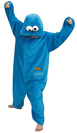 SMITHROAD Jumpsuit Tier Karton Fasching Halloween Kostüm Sleepsuit Cosplay Fleece-Overall Pyjama Schlafanzug Erwachsene Unisex Nachtwäsche XL