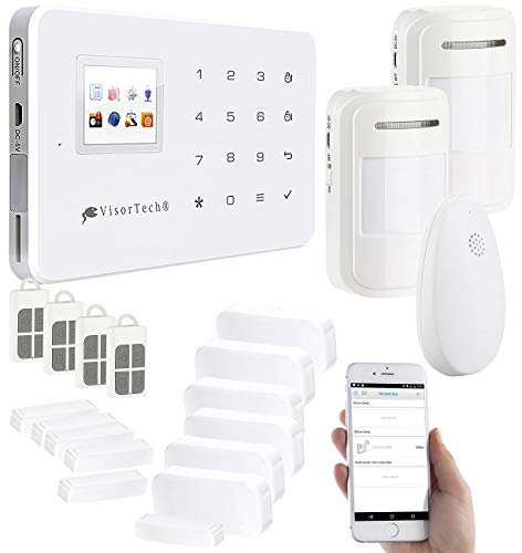 VisorTech GSM Alarmmelder: GSM-Alarmanlage mit Funk-/Handy-Anbindung, 14-teiliges Starter-Set (Alarmmelder Mobilfunk, GSM Melder, Überwachungskamera)