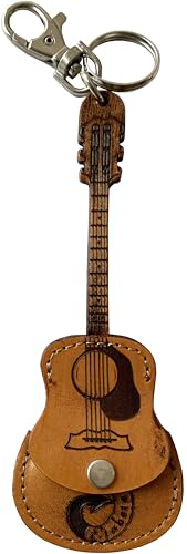 Etabeta Artigiano Toscano Guitar Plektrenhalter Leder - Leather Pick Holder - Guitar Schlüsselanhänger Leder Made in Italy