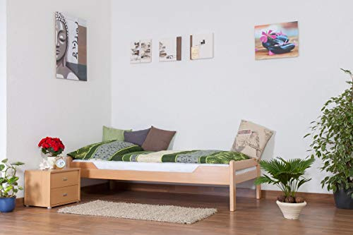 Einzelbett Easy Premium Line K1/1n, Buche Vollholz massiv Natur - Maße: 90 x 200 cm