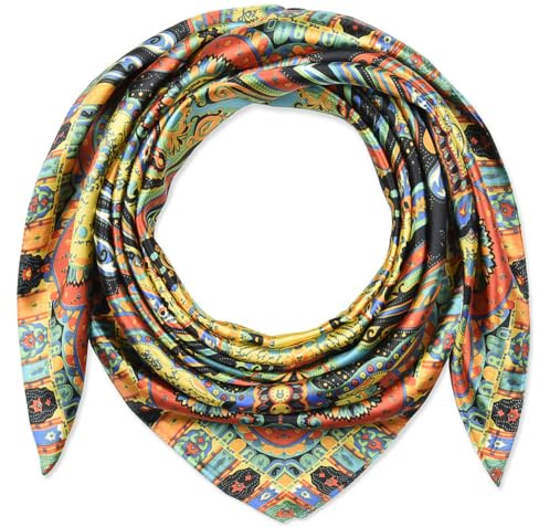 corciova Pañuelo grande para el pelo cuadrado para mujer, sedoso, rizado, para dormir por la noche, 35 x 35 cm