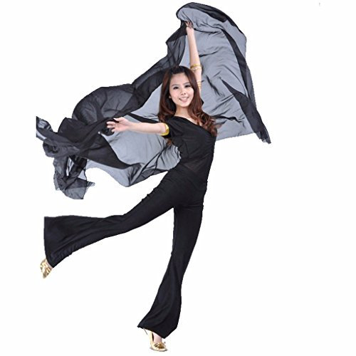 Best Dance Damen Chiffon-Schal, großer Schleier, goldfarbener Rand Gr. Einheitsgröße, Schwarz