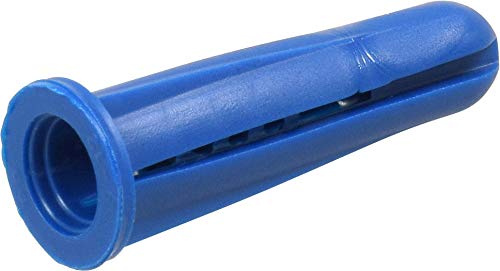 Hillman 100 Pcs Blue Conical Plastic Anchors (#10–12 x 1) | Drywall Wall Anchors for Sheet Metal Screws | Expansion Anchors for Drywall, Plaster, Concrete, Brick & Block