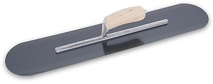 Llana para piscinas Marshalltown con mango curvo de madera, de acero azul, llana para suelo y hormigón, dimensiones: 559x127 mm