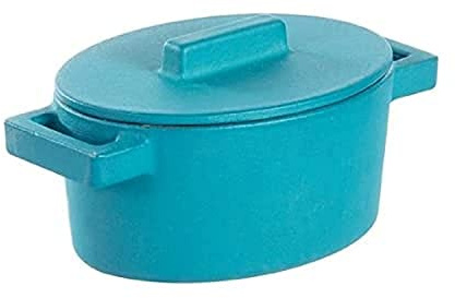 Sambonet Casseruola Ovale con Coperchio, Ghisa/Terracotta, Azzurro Anice, 0.45 Litri, 13 x 10 cm