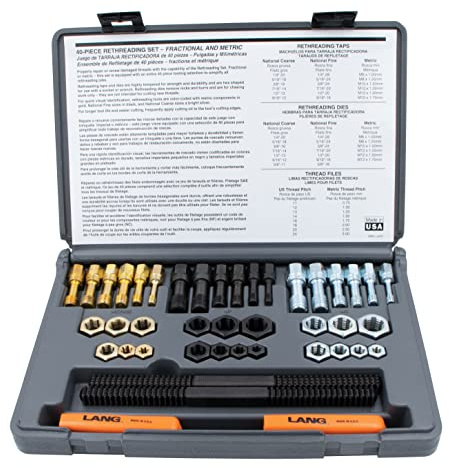 Lang 972 Kit de restaurador de roscas fraccionarias y métricas de 40 Piezas