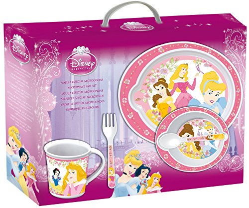 Stor 35279 Principesse Set Pappa 5 Pezzi con Piatto, Ciotola, Tazza, Cucchiaio e Forchetta, Rosa,
