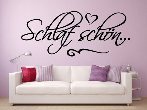 Wandtattoo 68089-58x24 cm~ Text: Schlaf schön..~ Wandaufkleber Wandtatoos Sticker Aufkleber für die Wand, Fensterbild, Tapetensticker, Türaufkleber, Tattoo aus Markenfolie - aus 32 Farben wählen