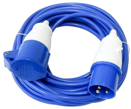 Delightful UK 14m Caravan Hook Up Cable - 240V 16A 16 Amp Camping Extension Lead with 3 Pin Plug Mains Electric - Blue