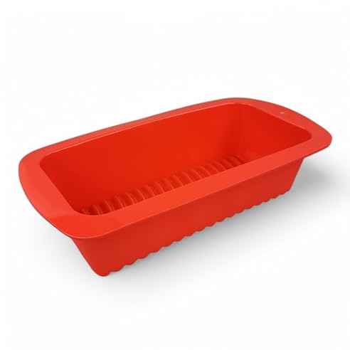 GMMH Silikon Brotbackform, Kastenform mit verzierenden Streifen, Antihaft Backform Kuchenform für Kuchen und Brot, 23x10x6 cm (Rot)