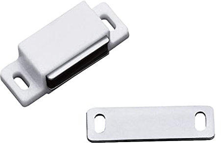 Amig - Pack de 2 Golpetes Magnéticos Mod.5 Acabados en Blanco - Cierre Oculto para Puertas de Armarios y Muebles de Hogar u Oficina - Medidas: 43 x 15 mm - Se Incluyen Tornillos de Fijación