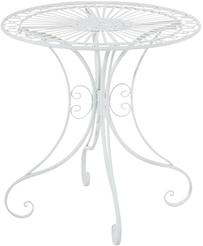 CLP Table de Jardin en Fer forgé Hari I Table de terrasse au Style Antique I Table Jardin en Fer avec Un Diamètre de Ø 70 cm, Couleur:Blanc