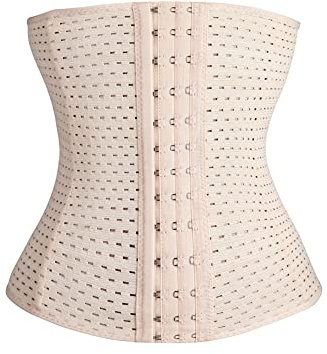 KSKshape Waist Trainer Corset Breathable Shapewear Girdle, Beige-9.8 Inches Height, Medium